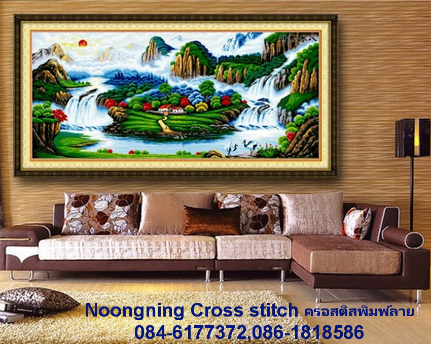 ผู้หญิงดอกไม้สีม่วง ชุดปักครอสติช พิมพ์ลาย ครอสติสจีน งานฝีมือ DIY