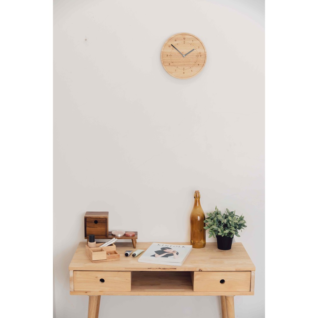 Mori No Naka นาฬิกาแขวนผนัง นาฬิกาไม้ เดินเงียบ ROUND WALL CLOCK สำหรับแขวนผนังหรือตั้งโต๊ะ