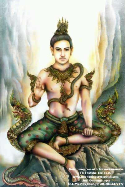 พญานาคราช เจ้าแห่งโลกบาดาล เสริมโชคลาภ และความอุดมสมบูรณ์ ชุดปักครอสติส พิมพ์ลาย งานฝีมือทำที่บ้าน DIY