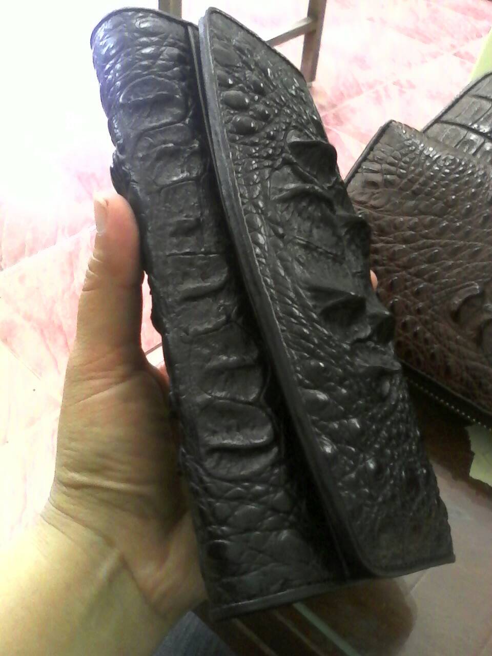 กระเป๋าหนังจระเข้แท้แบบ3พับ(หนังกระดูกหัว)