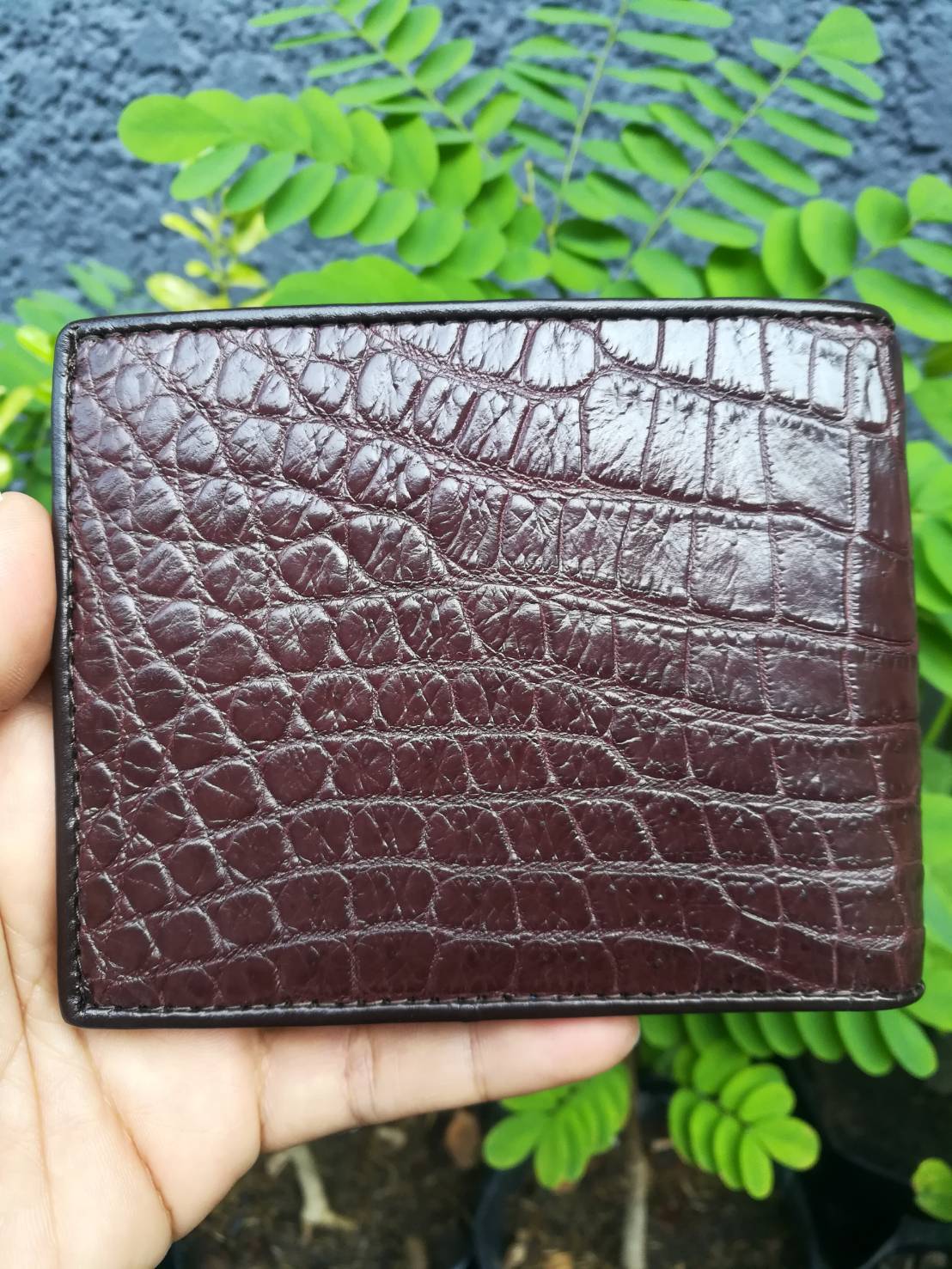 กระเป๋าหนังจระเข้แท้(หนังท้อง) สีน้ำตาล (ซับในมีตำหนิ)