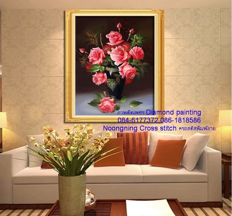 แมวเหมียว ครอสติสคริสตัล Diamond painting โมเสก ภาพติดเพชร งานฝีมือ DIY