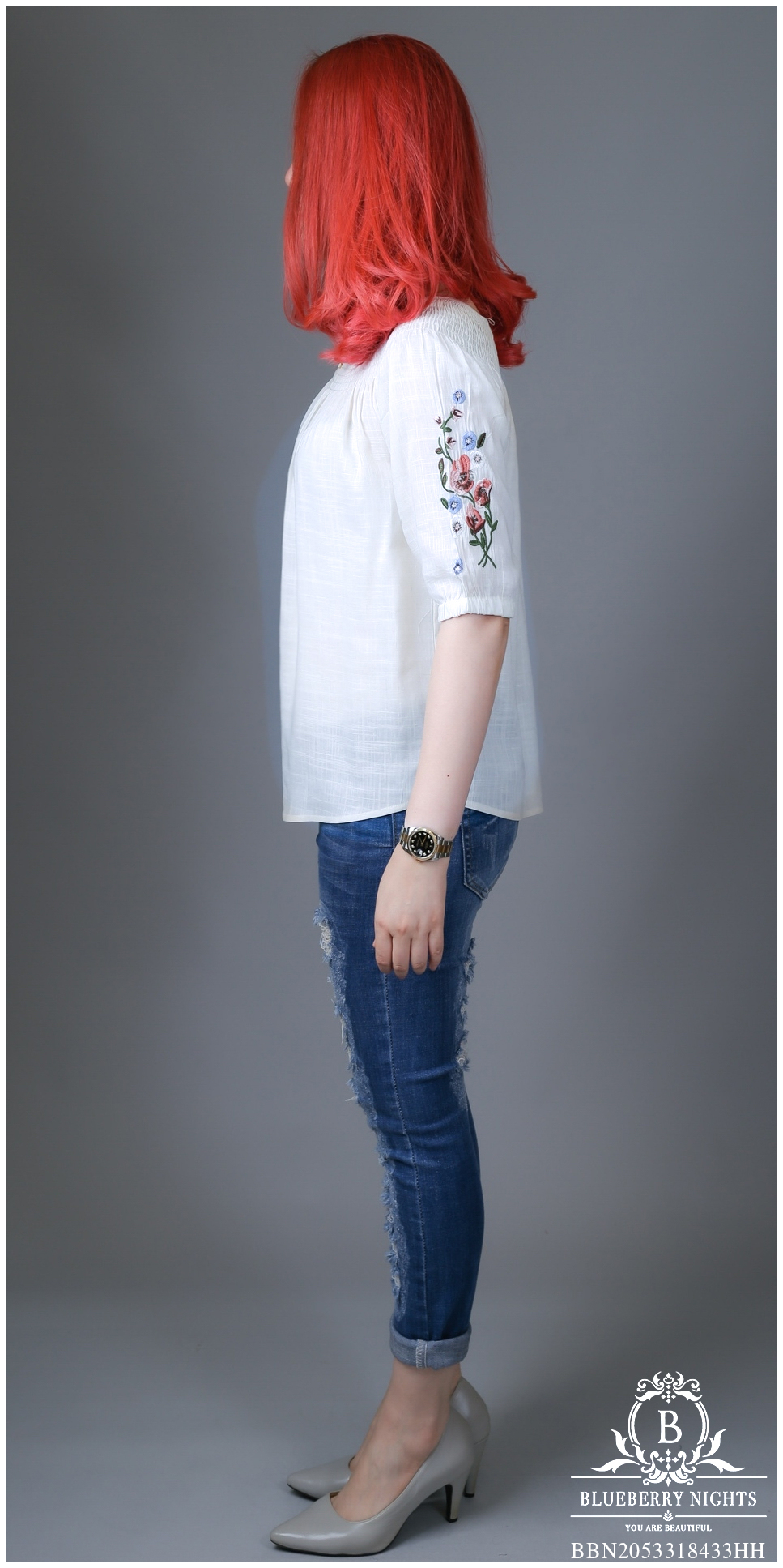 SaLe++#Blueberry Nights B3436**พรีเมี่ยมเสื้อทีเชิ้ต 2-สไตล์ คอตต้อนเบลนด์สีพื้นปักลายคลาสสิค คอลเลคชั่นสุดหรู สไตล์บลูเบอร์รี่ไนท์ ผ้าคอตต้อนผสมลินินเกรดพรีเมี่ยม ผ้าเนื้อดีมากสัมผัสนุ่มเบาใส่สบายค่ะ แพทเทิร์นเสื้อทีเชิ้ตคอยางยืดอิลาสติก ใส่ได้2สไตล์ แบบ