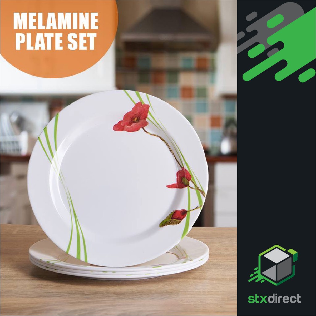 !!สินค้าขายดี!! ชุดจานเมลามีน Melamin Plate Set 4pc