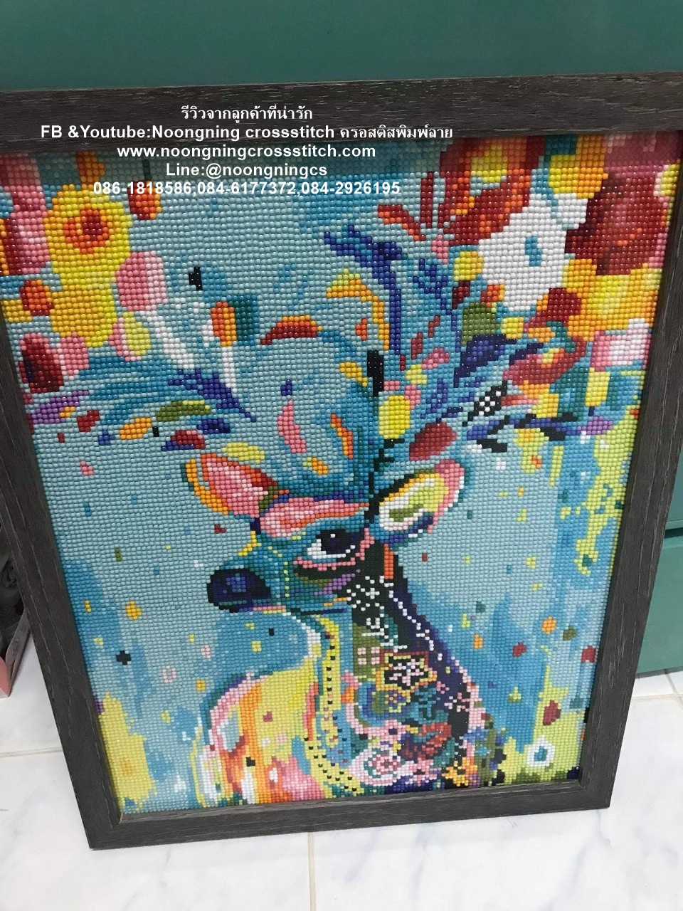 เสือโคร่ง มงคล ครอสติสคริสตัล Diamond painting โมเสก ภาพติดเพชร งานฝีมือทำที่บ้าน DIY