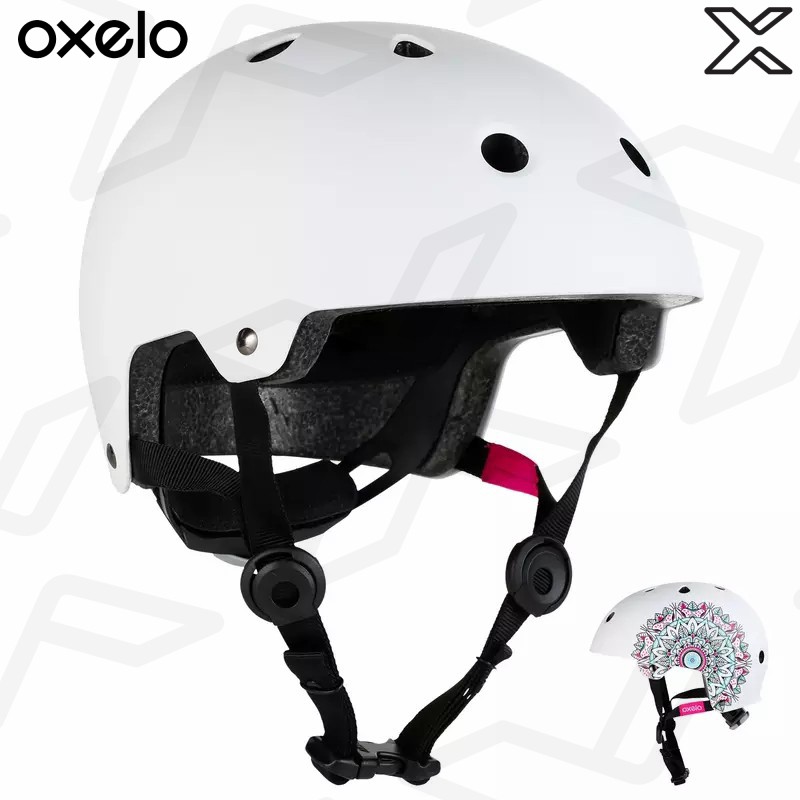 OXELO หมวกกันน็อครุ่น Play7 Mandala สำหรับเล่นอินไลน์สเก็ต สเก็ตบอร์ด สกู๊ตเตอร์ (สีขาว)