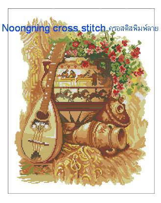 เครื่องดนตรี ชุดปักครอสติช พิมพ์ลาย ครอสติสจีน งานฝีมือ DIY