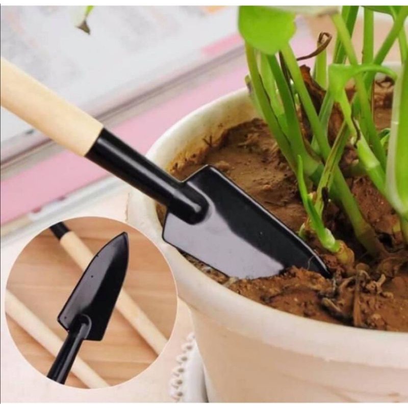 อุปกรณ์ปลูกต้นไม้ชุดพรวนดินขนาดเล็ก 3 ชิ้น (เสียมเรียว เสียมป้าน คราด)