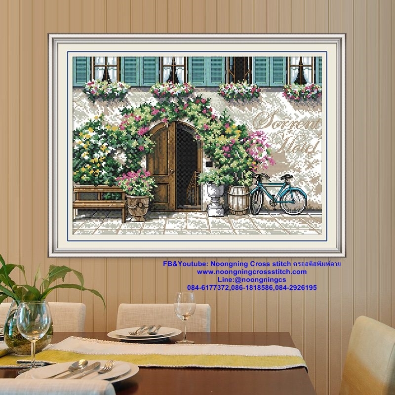 ปลาคราฟ ดอกบัวมงคล ชุดปักครอสติส พิมพ์ลาย ครอสติสจีน งานฝีมือทำที่บ้าน DIY