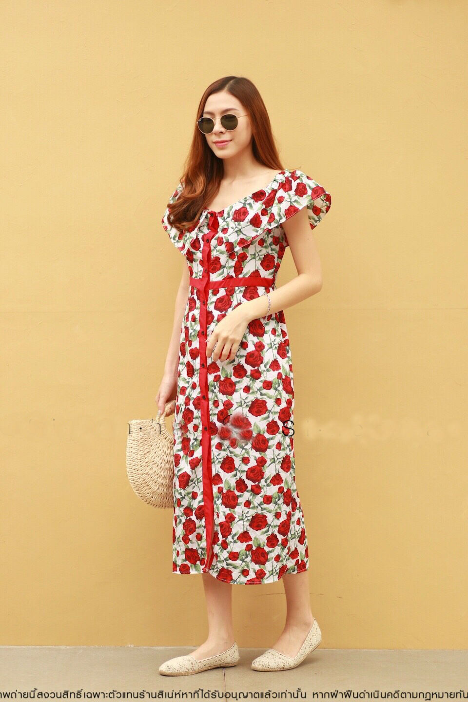 DS0102 เดรสแฟชั่น เดรสออกงาน ชุดออกงาน เดรสสั้น ชุดทำงาน เดรสลายดอก ชุดไปงานแต่ง
