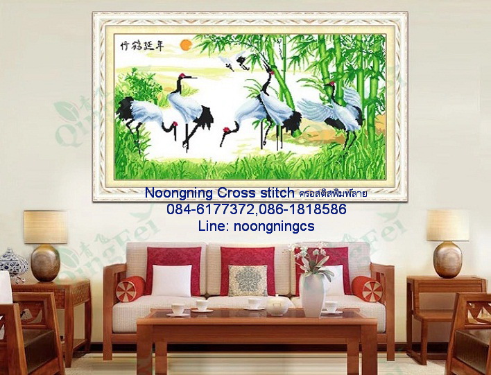 ดอกไม้ ชุดปักครอสติช พิมพ์ลาย ครอสติสจีน งานฝีมือ DIY