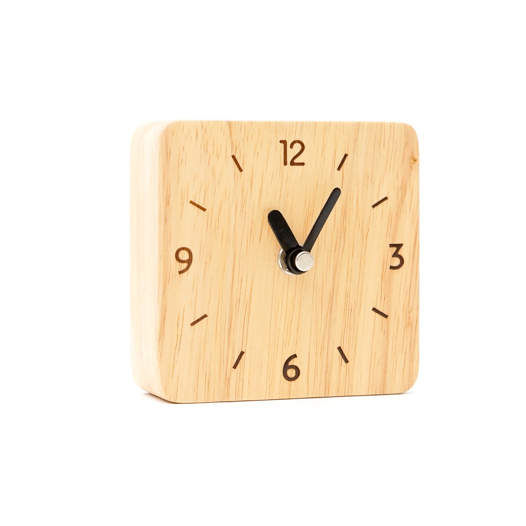 The Wood's Tale นาฬิกาตั้งโต๊ะ นาฬิกาไม้ เดินเงียบ SQUARE TABLE CLOCK จากไม้แท้ธรรมชาติ
