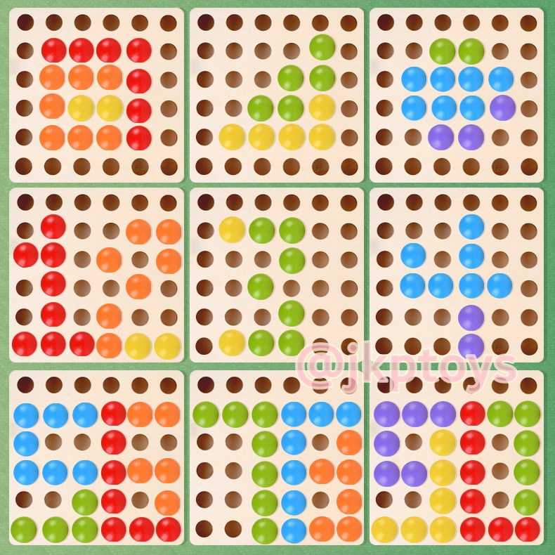 ของเล่นไม้เสริมพัฒนาการ กระดานไม้ปักหมุดจัมโบ้ เรียนรู้ สีสัน