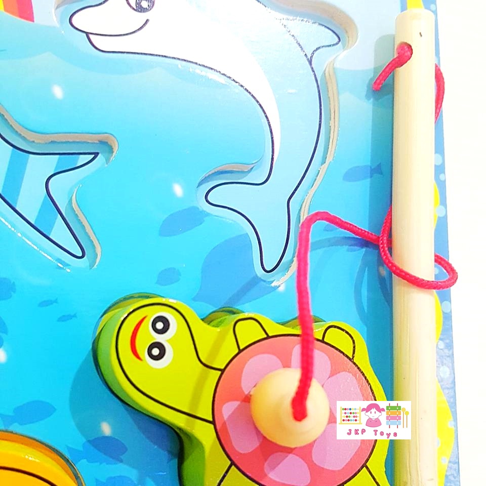 3 in 1 กระดานจับคู่ ร้อยเชือกเเละตกปลา