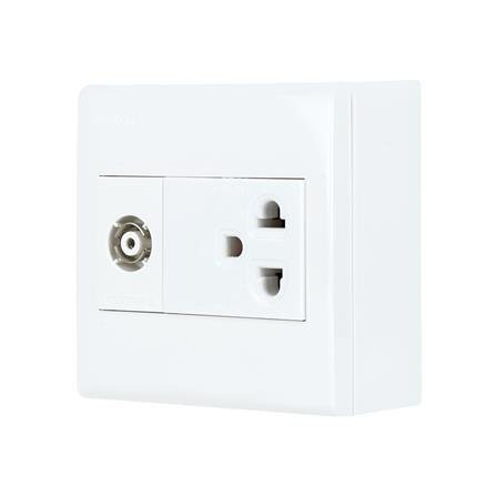 ชุดเต้ารับคู่ 3 ขากลมพร้อมเต้า TV PANASONIC BSW1391V ผลิตจากทองเหลืองอย่างดีไม่บิดงอง่าย