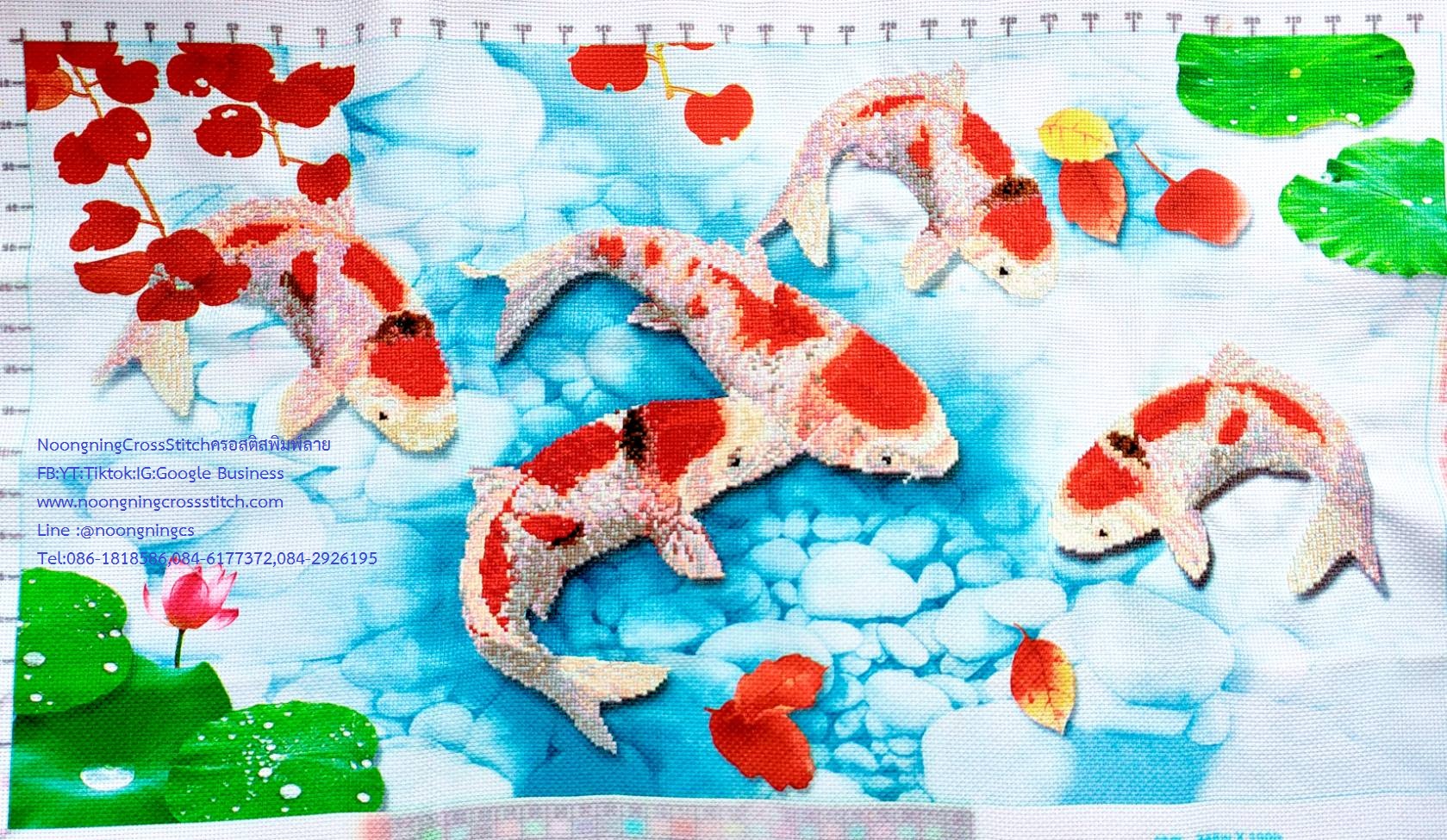ขนาด 88 * 54 ซมราคา2500บาท3Dปักเฉพาะตัวปลาค่ะ