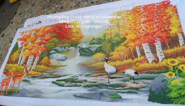 ปลาคราฟคู่ ชุดปักครอสติส พิมพ์ลาย ครอสติสจีน งานฝีมือทำที่บ้าน DIY