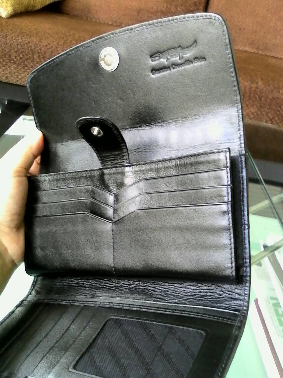 กระเป๋าหนังจระเข้แท้แบบ3พับ(หนังกระดูกหัว)