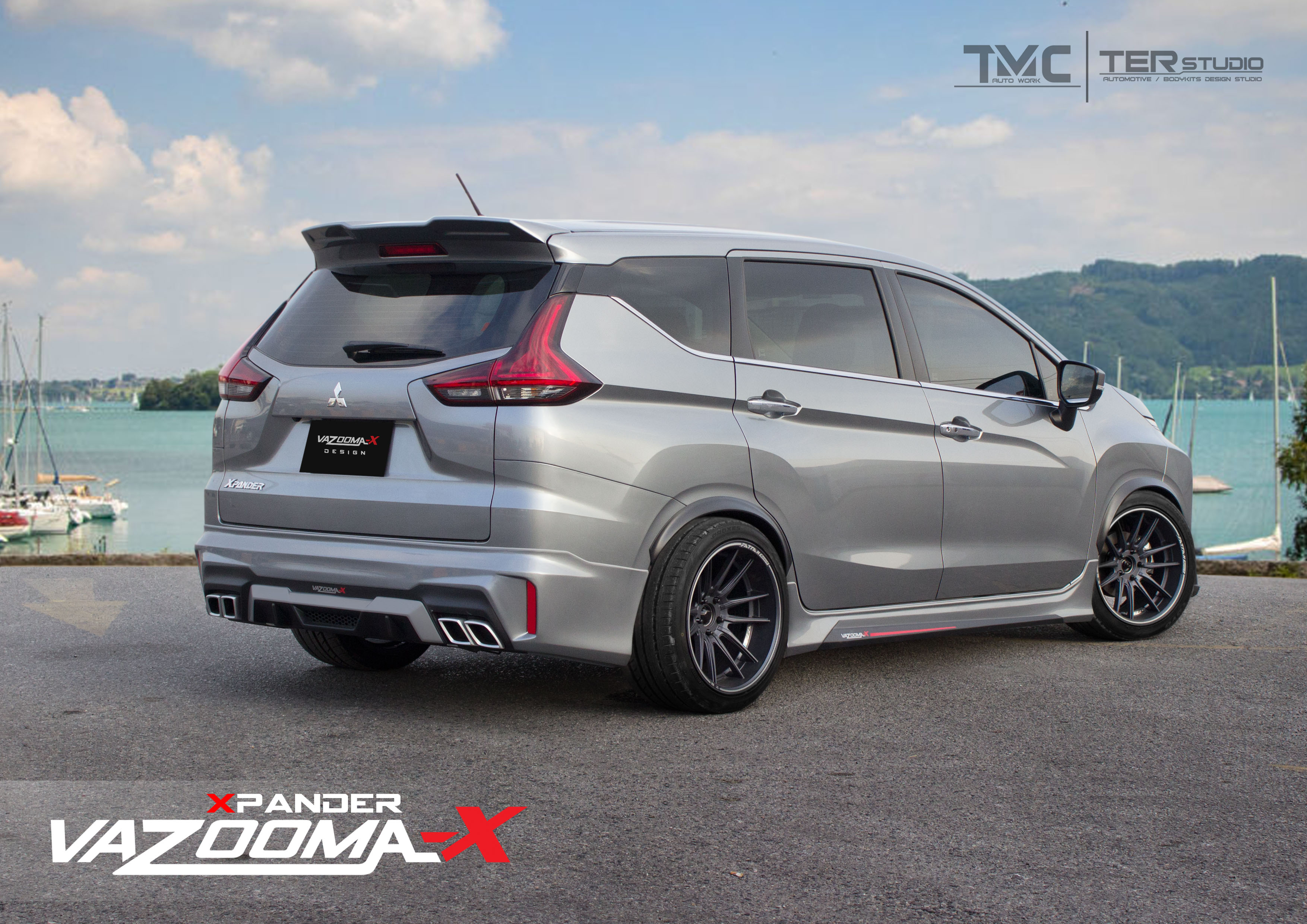 ชุดแต่งรถ-สเกิร์ต-อุปกรณ์แต่งรถ Mitsubishi Xpander ทรง Vazoomer-X By OSR