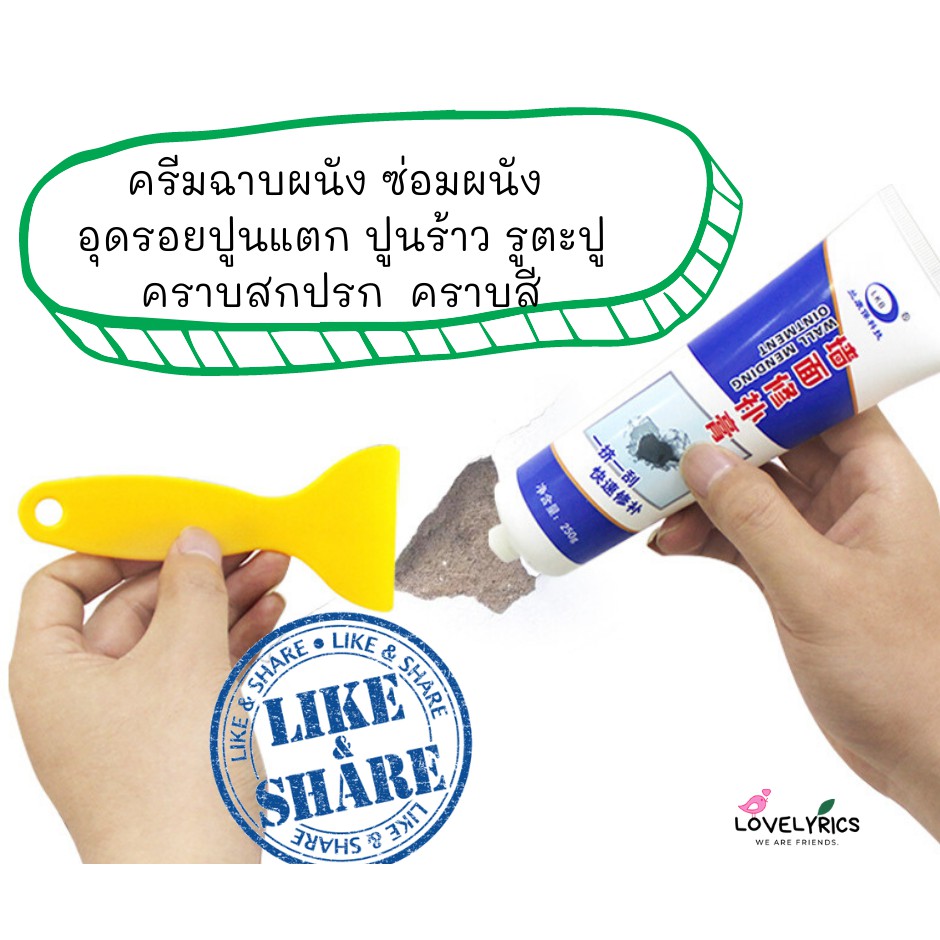 ครีมฉาบผนัง ซ่อมผนัง กันน้ำ อุดรอยปูนแตก ปูนร้าว รูตะปู ห้องน้ำ DIY LOVELYRICS