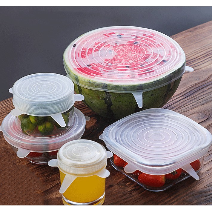 SOKE ฝาซิลิโคน แพ็ค 6 ขนาด ใช้แทนฟิล์มห่ออาหาร ใช้ซ้ำได้ ล้างน้ำได้ ปลอดภัยและอนามัย ถนอมอาหาร