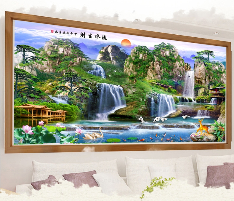 น้ำตก ชุดปักครอสติส พิมพ์ลาย ครอสติสจีน งานฝีมือทำที่บ้าน DIY