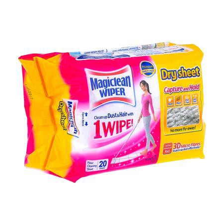 มาจิคลีนไวเปอร์แผ่นทำความสะอาดแห้ง 20 แผ่น แข็งแรง ทนทาน