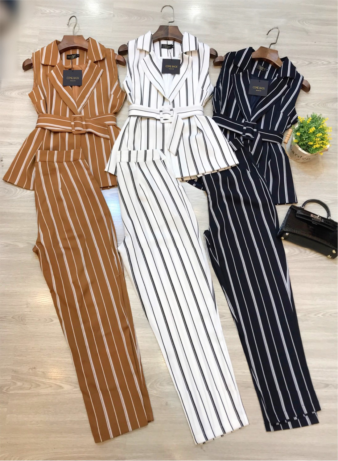 PS0026 เสื้อผ้าแฟชั่น เสื้อผ้าเกาหลี ชุดเซ็ทเกาหลี ชุดเซ็ต ชุดไปเที่ยว ชุดออกงาน ชุดทำงาน (สีน้ำตาล)