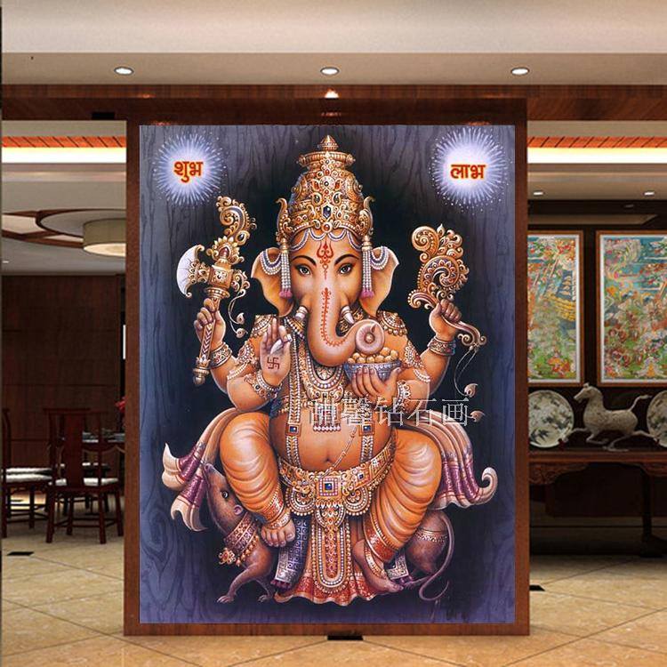 พระพิฆเนศ ครอสติสคริสตัล Diamond painting โมเสก ภาพติดเพชร งานฝีมือทำที่บ้าน DIY