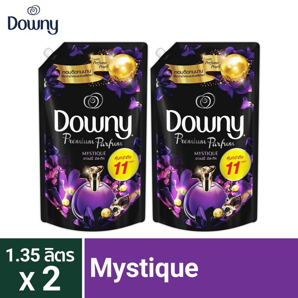 Downy Premium Parfum ดาวน์นี่ มิสทีค น้ำยาปรับผ้านุ่ม ผลิตภัณฑ์ปรับผ้านุ่ม สูตรเข้มข้นพิเศษ 1.35 ลิตรx2 p&g