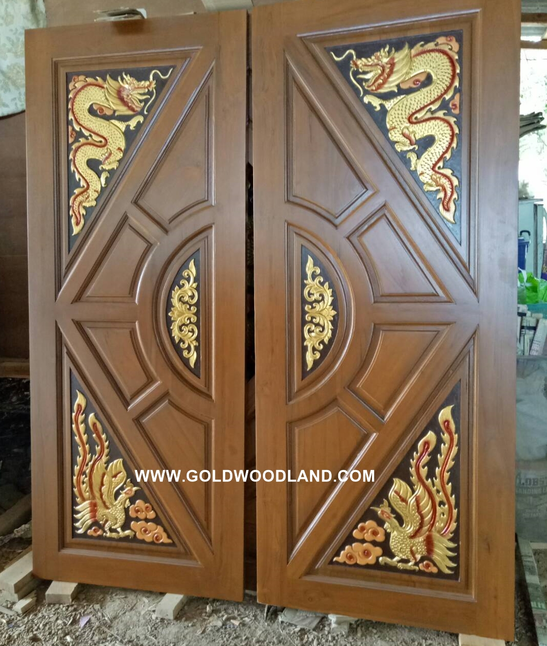 ประตูไม้สัก บานคู่ GBB - 27 (คลิกรายละเอียดที่รูป)
