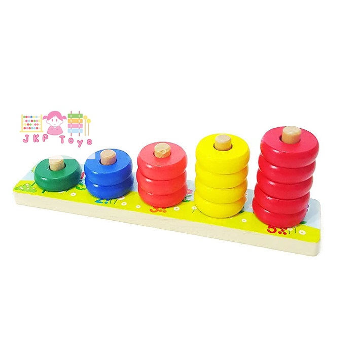 แท่นเสียบห่วงสอนจำนวนนับ 5 เสา