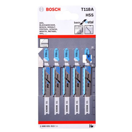 ใบเลื่อยจิ๊กซอว์ ตัดเหล็ก BOSCH รุ่น 2608631013 (5 ใบ/แพ็ค) เหมาะกับงานไม้เนื้ออ่อน แผ่นไม้อัดแกนจริง