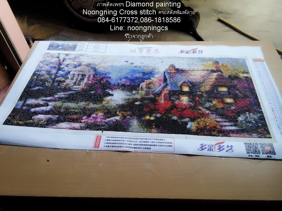 ดอกโบตั๋น ครอสติสคริสตัล Diamond painting โมเสก ภาพติดเพชร งานฝีมือทำที่บ้าน DIY