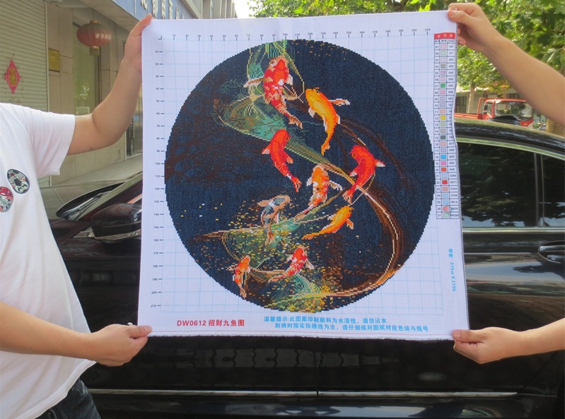 นกฟินิกซ์ ปลาคราฟ นกกระเรียน มงคล ชุดปักครอสติส พิมพ์ลาย ครอสติสจีน งานฝีมือทำที่บ้าน DIY