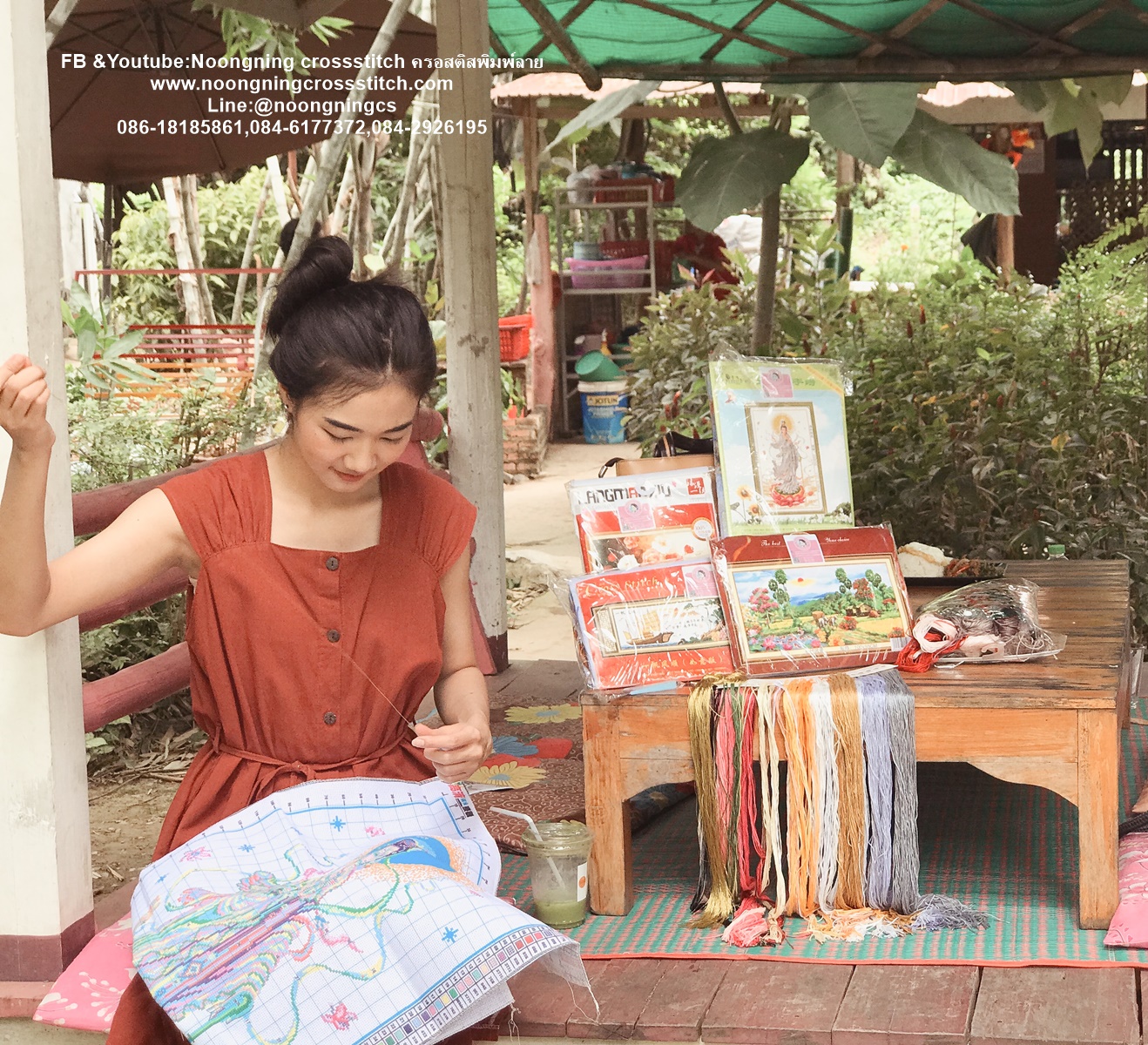 ครอบครัวกวาง มงคล ชุดปักครอสติส พิมพ์ลาย ครอสติสจีน งานฝีมือทำที่บ้าน DIY