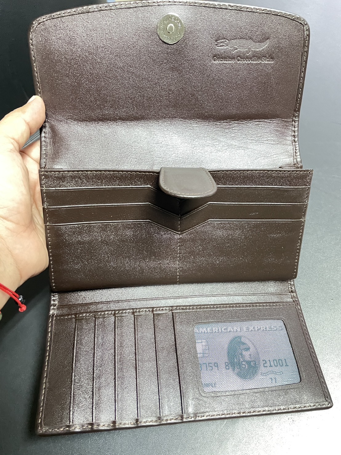 กระเป๋าหนังจระเข้แท้แบบ3พับ (หนังขา)