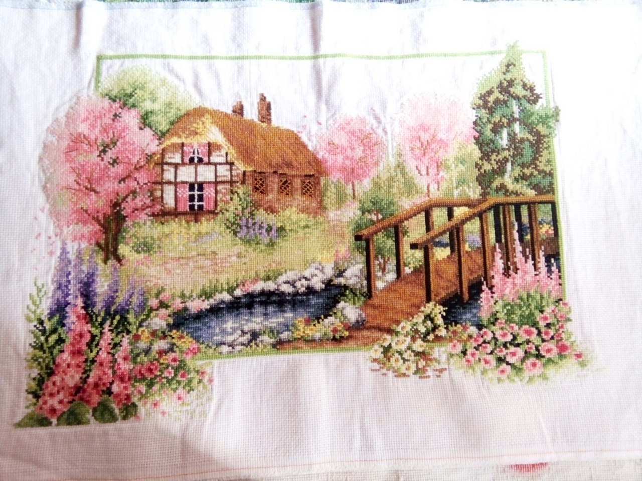 ดอกทิวลิป ชุดปักครอสติช พิมพ์ลาย ครอสติสจีน งานฝีมือ DIY