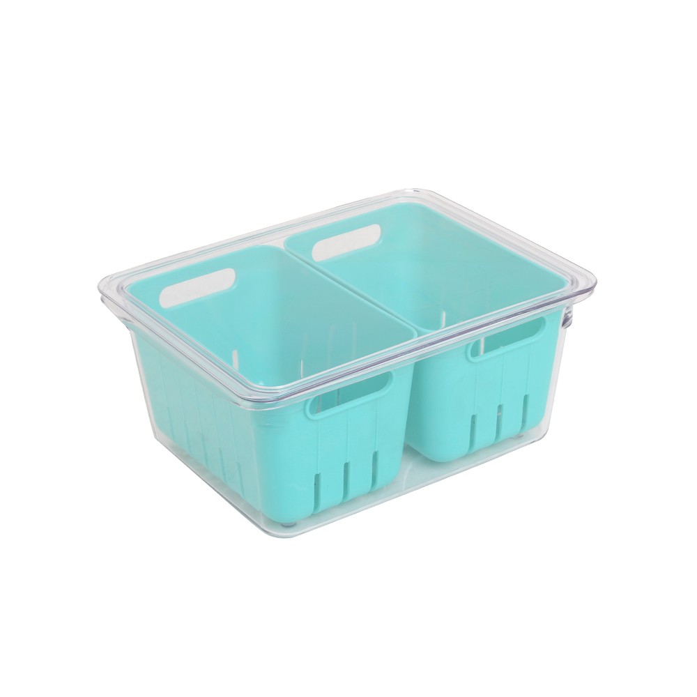 กล่องจัดเก็บในตู้เย็นมีฝา พร้อมตะกร้า 2 ใบ FRIDGE STORAGE WITH LID & 2BASKET