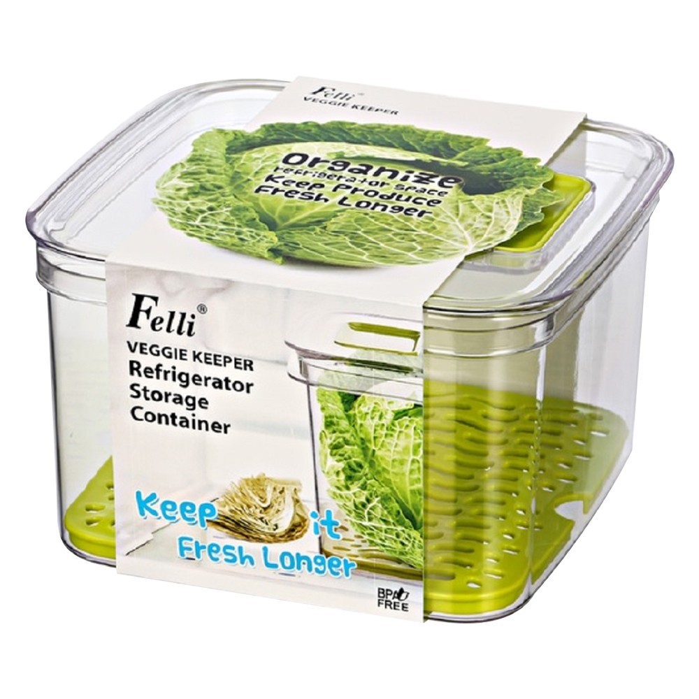 กล่องจัดเก็บในตู้เย็น KECH FRESH KEEPER 8 นิ้ว SQUARE FRIDGE STORAGE KECH NVSQ8 CLEAR