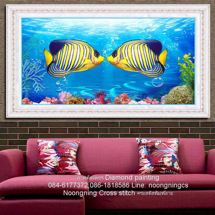 ปลาการ์ตูน ครอสติสคริสตัล Diamond painting โมเสก ภาพติดเพชร งานฝีมือ DIY