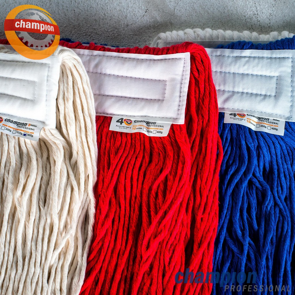 อะไหล่ผ้าม็อปถูพื้น Cotton 100% CHAMPION PROFESSIONAL ไม้ถูพื้น ม๊อบ ไม้ถูบ้าน ม็อบถูพื้น ไม้ม็อบถูพื้น ที่ถูพื้น