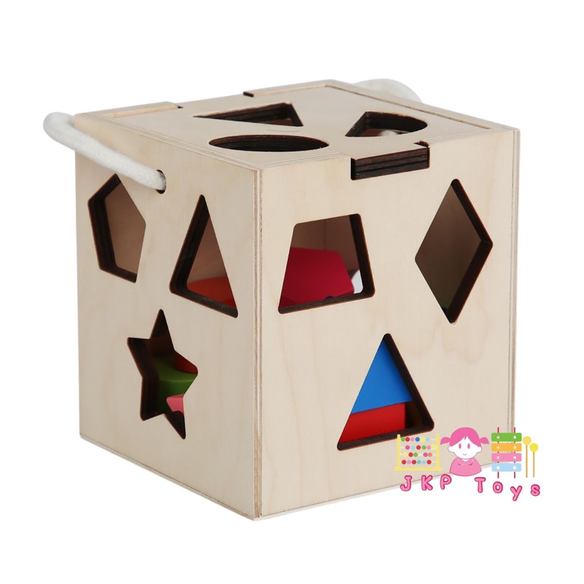 ของเล่นเสริมพัฒนาการ ของเล่นไม้ ของเล่น บล็อคหยอดสีไม้ มีหูหิ้ว