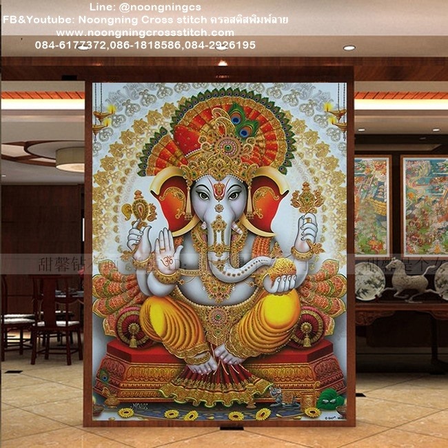 พระพิฆเนศ ครอสติสคริสตัล Diamond painting โมเสก ภาพติดเพชร งานฝีมือทำที่บ้าน DIY