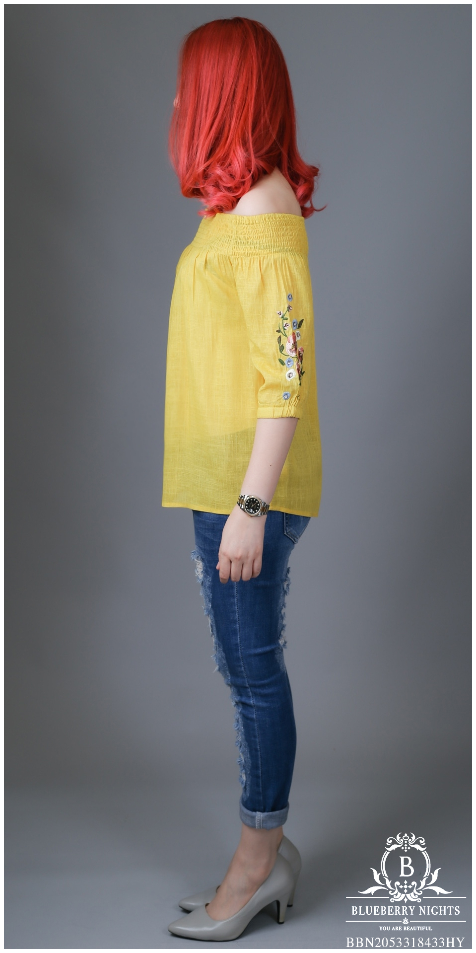 SaLe++#Blueberry Nights B3436**พรีเมี่ยมเสื้อทีเชิ้ต 2-สไตล์ คอตต้อนเบลนด์สีพื้นปักลายคลาสสิค คอลเลคชั่นสุดหรู สไตล์บลูเบอร์รี่ไนท์ ผ้าคอตต้อนผสมลินินเกรดพรีเมี่ยม ผ้าเนื้อดีมากสัมผัสนุ่มเบาใส่สบายค่ะ แพทเทิร์นเสื้อทีเชิ้ตคอยางยืดอิลาสติก ใส่ได้2สไตล์ แบบ