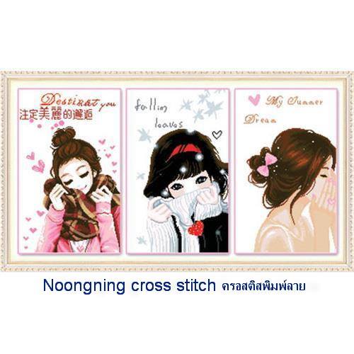 ดอกไม้ ชุดปักครอสติช พิมพ์ลาย ครอสติสจีน งานฝีมือ DIY