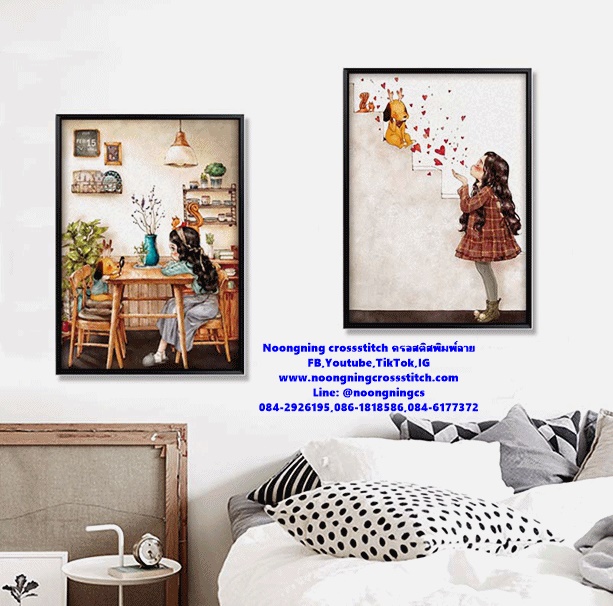 Little girl dog ชุดปักครอสติช พิมพ์ลาย ครอสติสจีน งานฝีมือ DIY