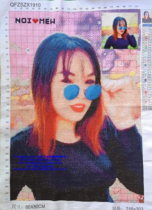 ครอสติส สั่งทํา 90x130ซม รูปตัวเอง ชุดปักครอสติส พิมพ์ลาย ครอสติสจีน งานฝีมือทำที่บ้าน DIY