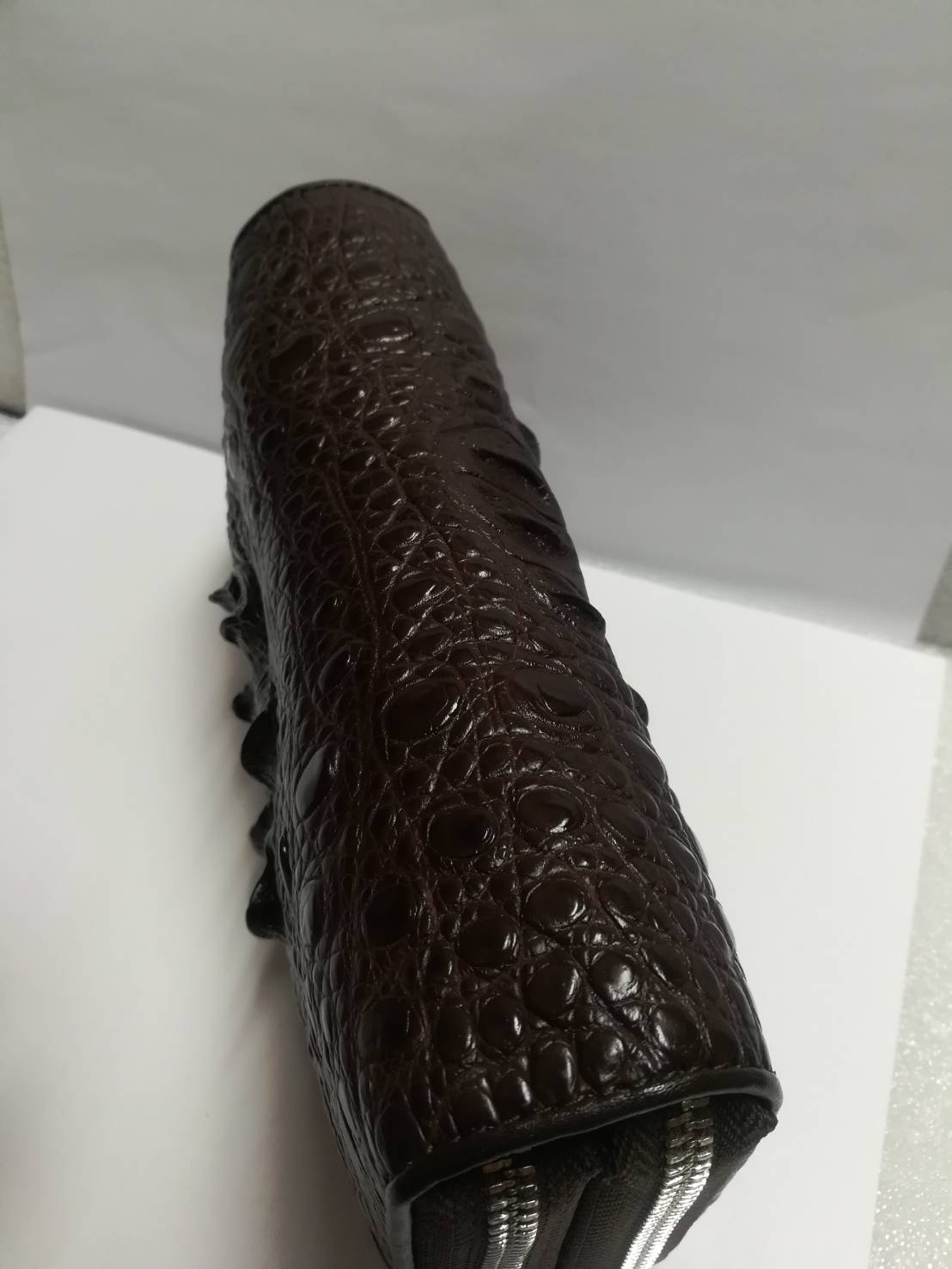 กระเป๋าหนังจระเข้แท้แบบซิปคู่(หนังกระดูกหัว)