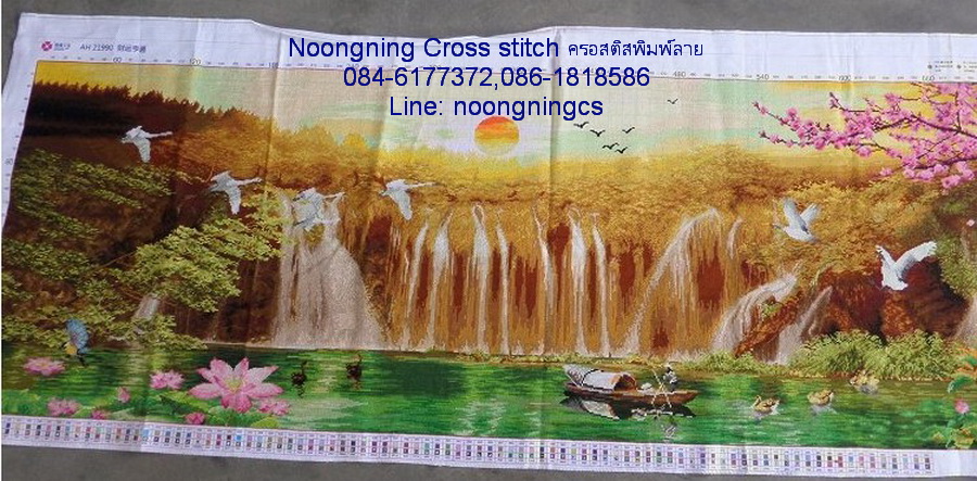 นกยูง ชุดปักครอสติส พิมพ์ลาย ครอสติสจีน งานฝีมือทำที่บ้าน DIY